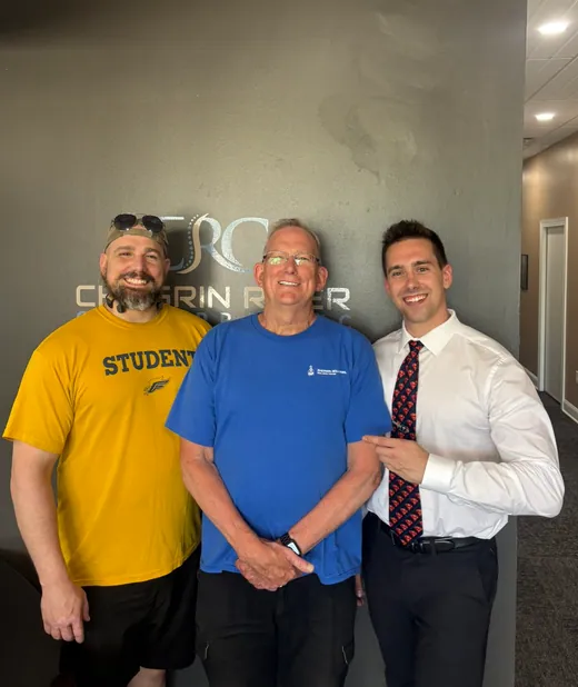 Dr. C.J. Levand with patients